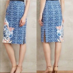 Anthropologie Moulinette Soeurs Blue Pencil Skirt